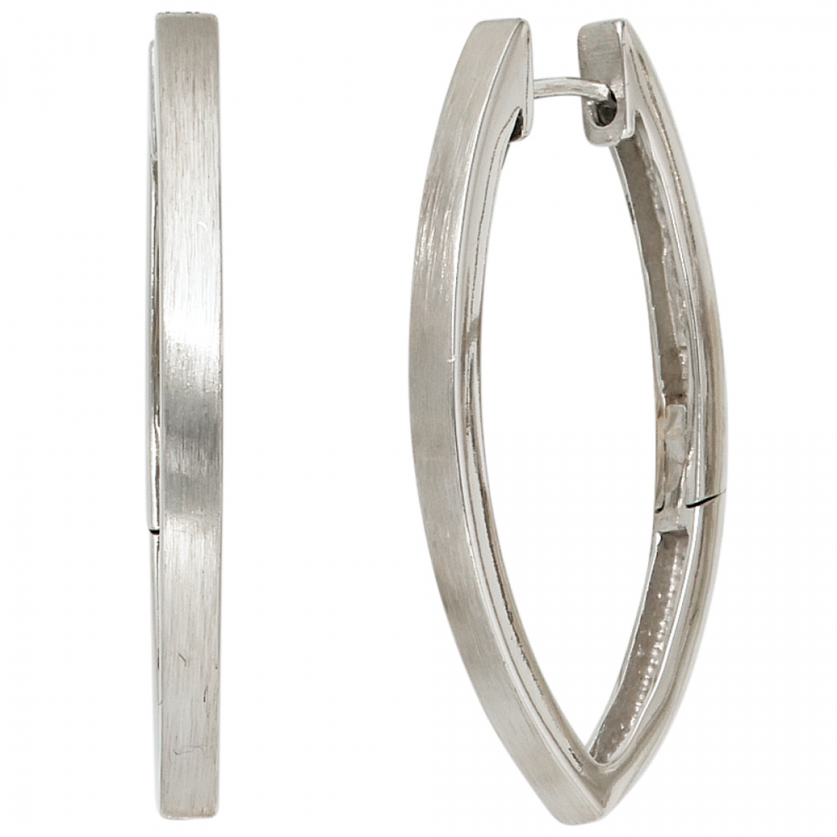 Creolen oval spitz 925 Silber mattiert Ohrringe Silberohrringe Silbercreolen