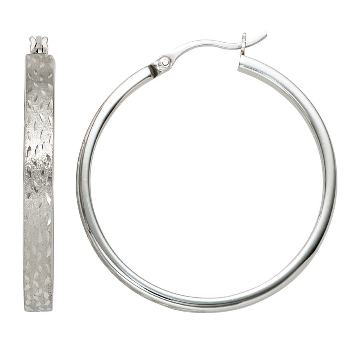 Creolen rund 925 Sterling Silber mattiert Ohrringe Silberohrringe Silbercreolen