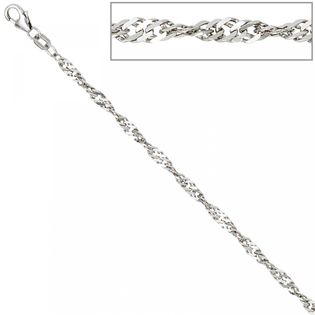 Singapurkette 925 Silber 2,9 mm 42 cm Halskette Kette Silberkette Karabiner