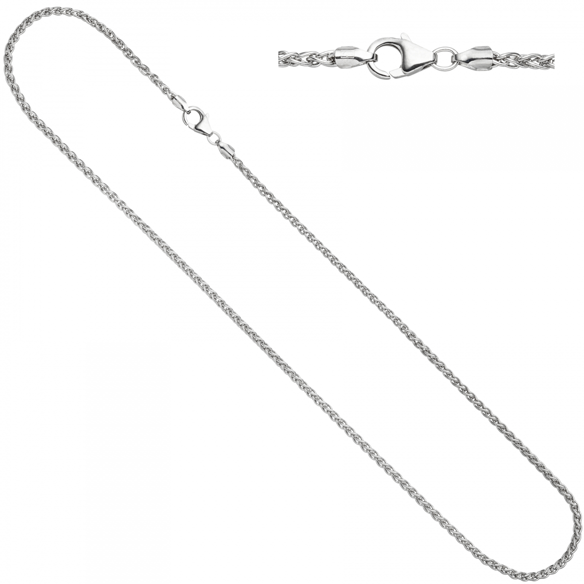 Zopfkette 925 Sterling Silber 2,2 mm 45 cm Halskette Kette Silberkette Karabiner