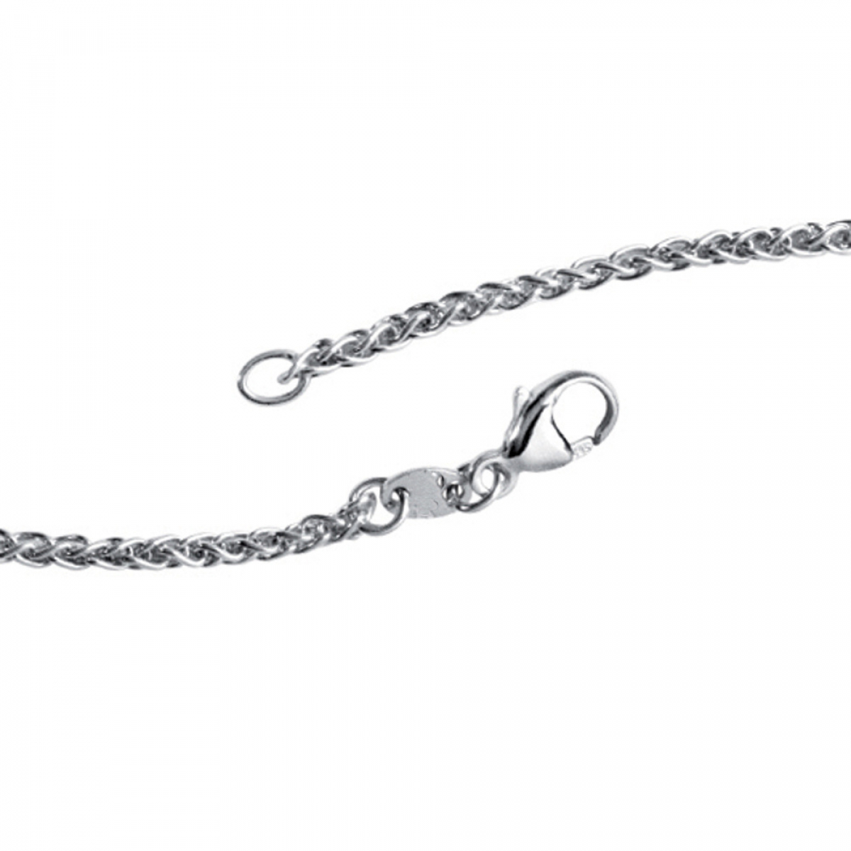Zopfkette 925 Sterling Silber 2,2 mm 45 cm Halskette Kette Silberkette Karabiner