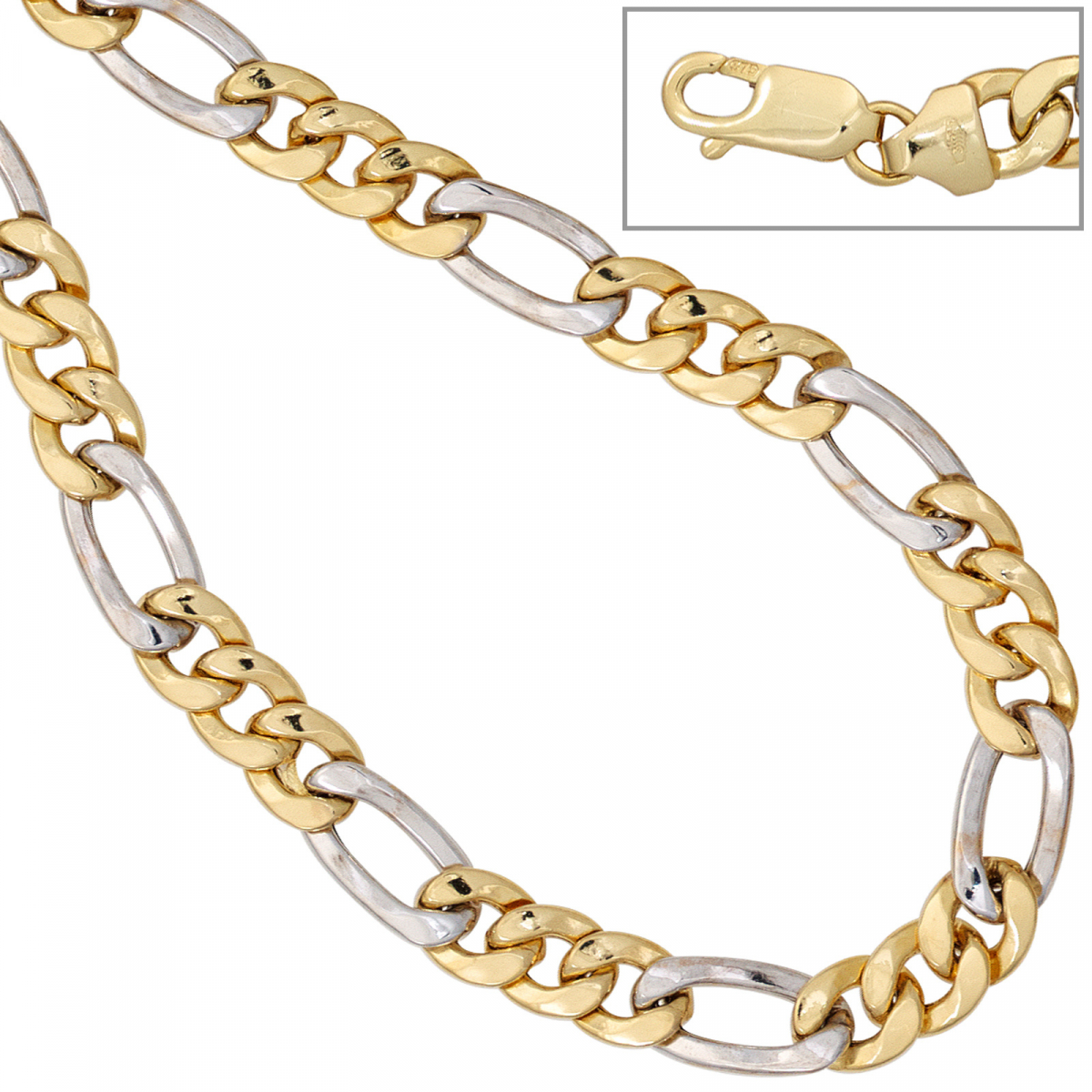 Figarokette 333 Gelbgold Weißgold bicolor 45 cm Gold Kette Halskette Goldkette
