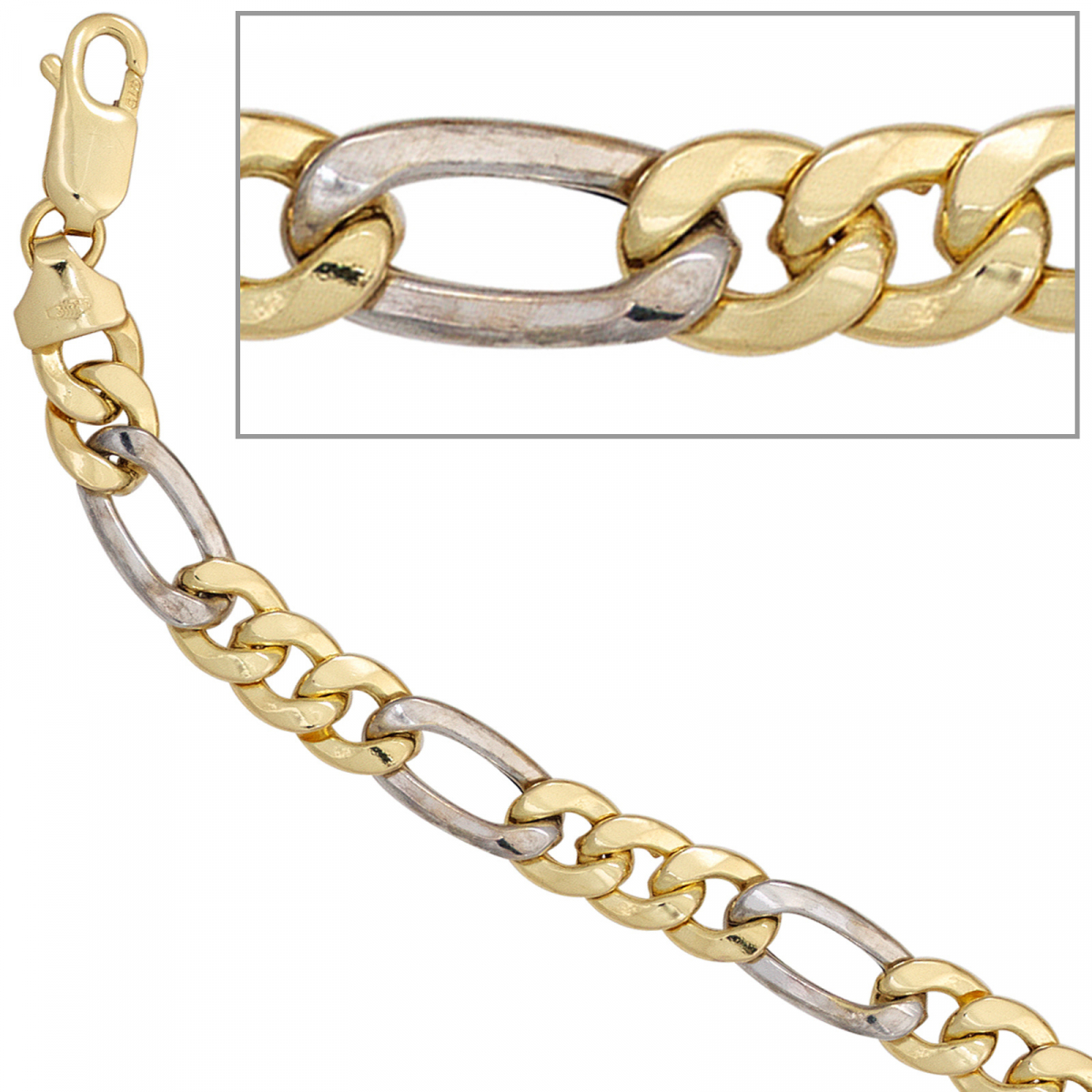 Figarokette 333 Gelbgold Weißgold bicolor 50 cm Gold Kette Halskette Goldkette