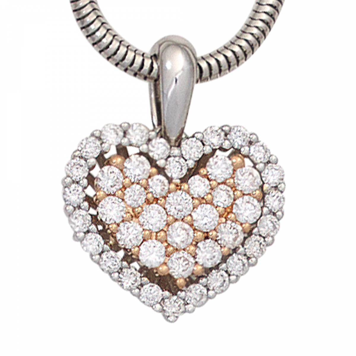 Anhänger Herz 585 Gold Weißgold Rotgold bicolor 43 Diamanten Brillanten