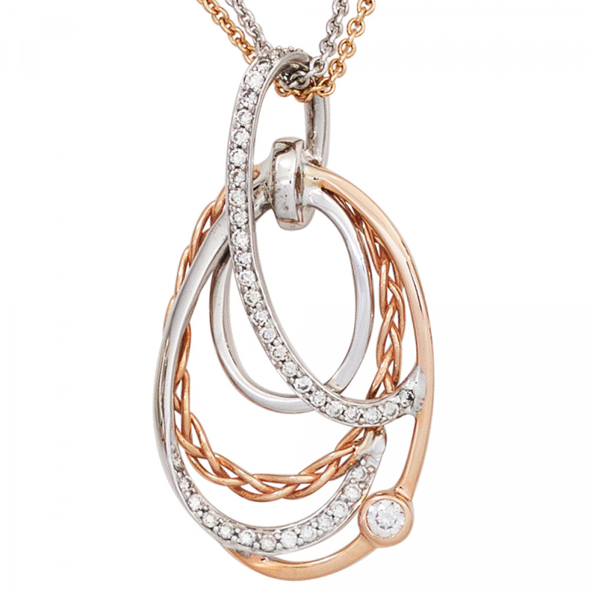 Anhänger verschlungen 585 Gold Weißgold Rotgold bicolor 41 Diamanten Brillanten