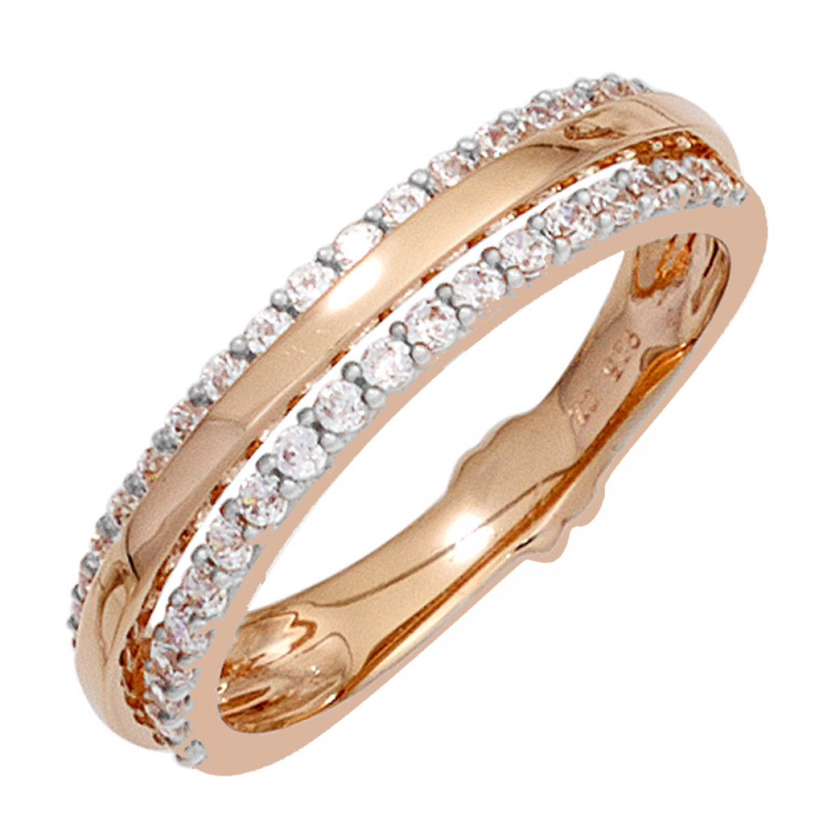 Damen Ring 585 Gold Rotgold 38 Diamanten Brillanten Rotgoldring - 58mm