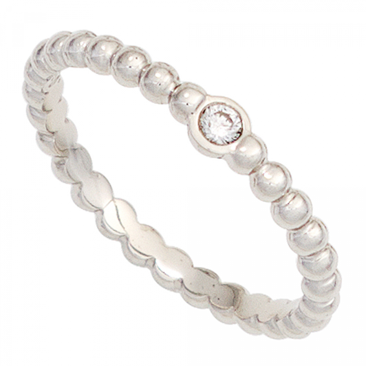 Damen Ring Kugel 950 Platin 1 Diamant Brillant 0,05ct. Kugelring Platinring - 54mm