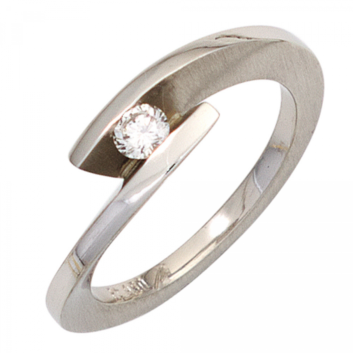 Damen Ring 950 Platin matt 1 Diamant Brillant 0,15ct. Platinring - 58mm