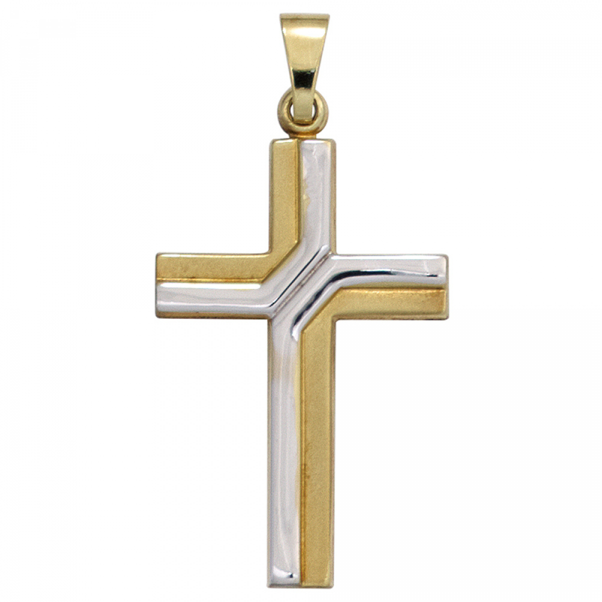 Anhänger Kreuz 333 Gold Gelbgold bicolor teil matt Kreuzanhänger Goldkreuz