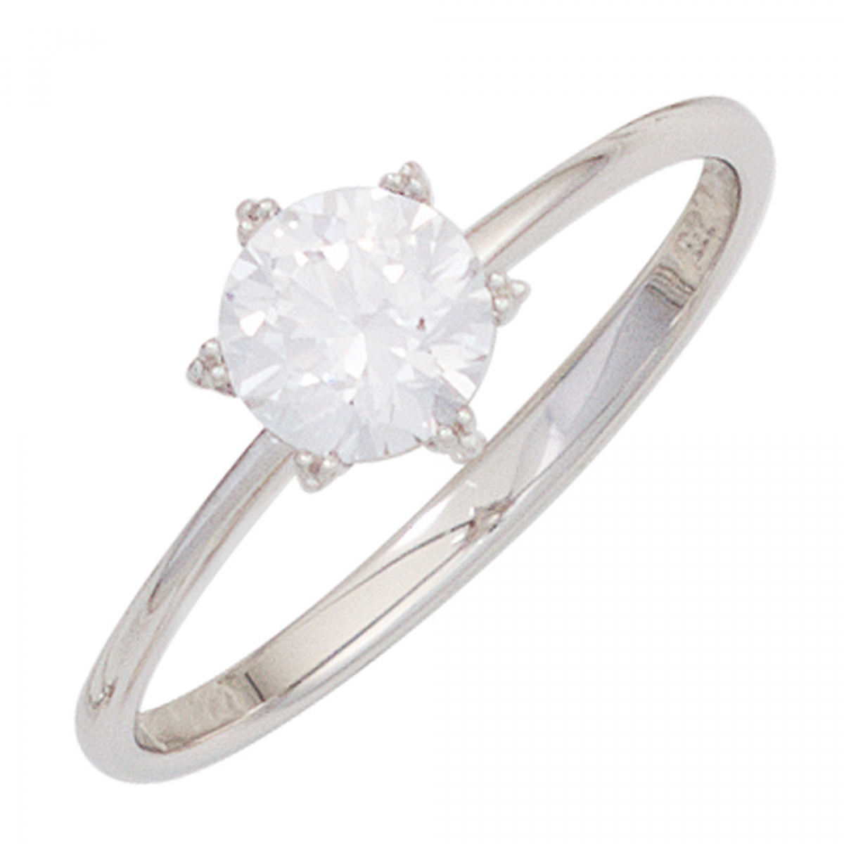 Damen Ring 333 Gold Weißgold 1 Zirkonia Weißgoldring - 50mm