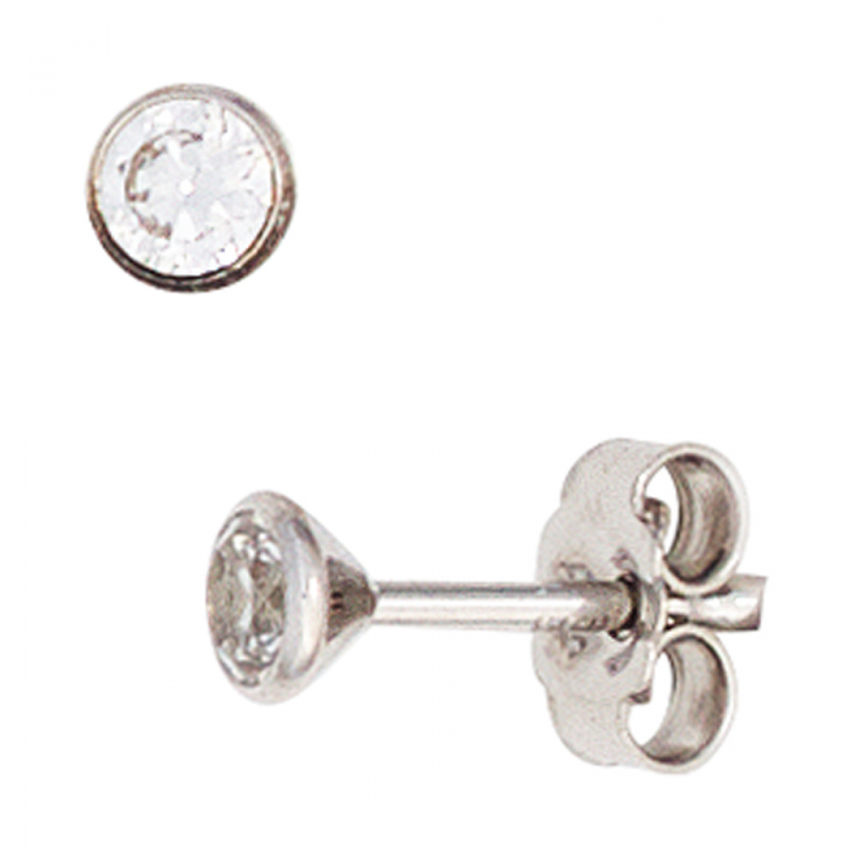 Ohrstecker rund 333 Gold Weißgold 2 Zirkonia Ohrringe Weißgoldohrstecker