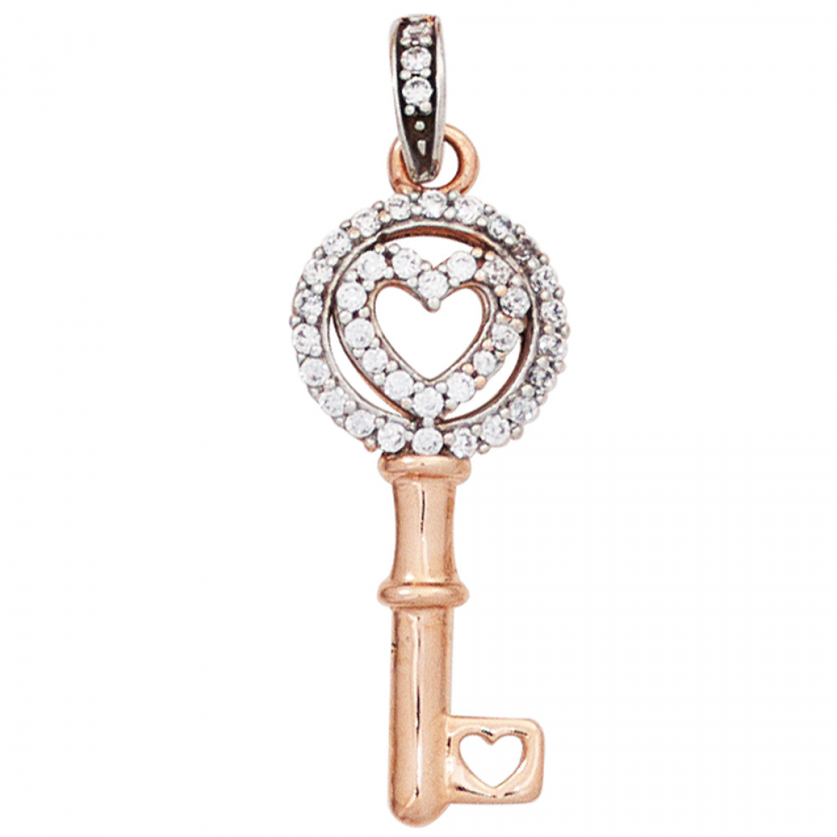 Anhänger Schlüssel 333 Gold Rotgold bicolor mit Zirkonia Rotgoldanhänger
