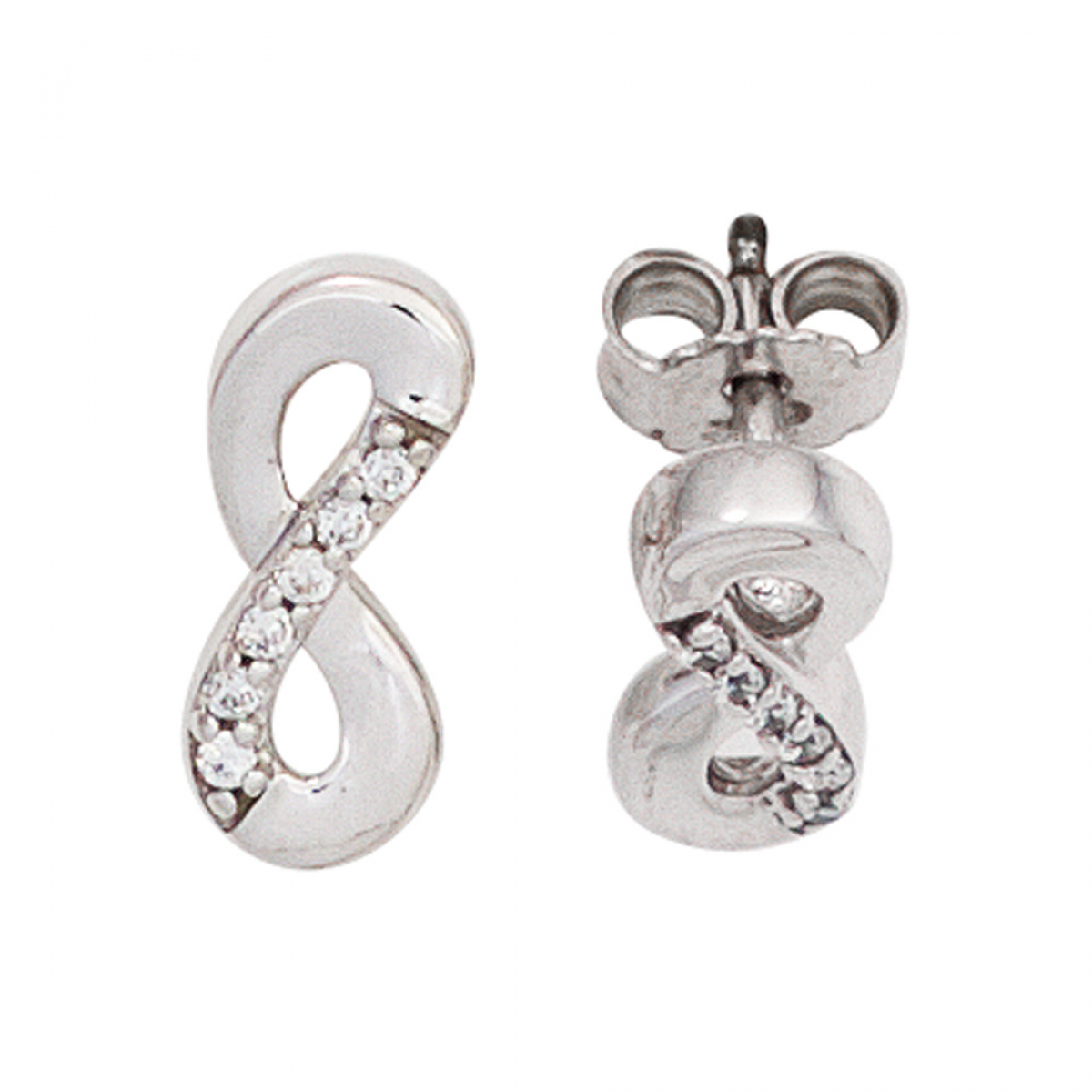 Ohrstecker Unendlichkeit Unendlich 333 Gold Weißgold 12 Zirkonia Ohrringe