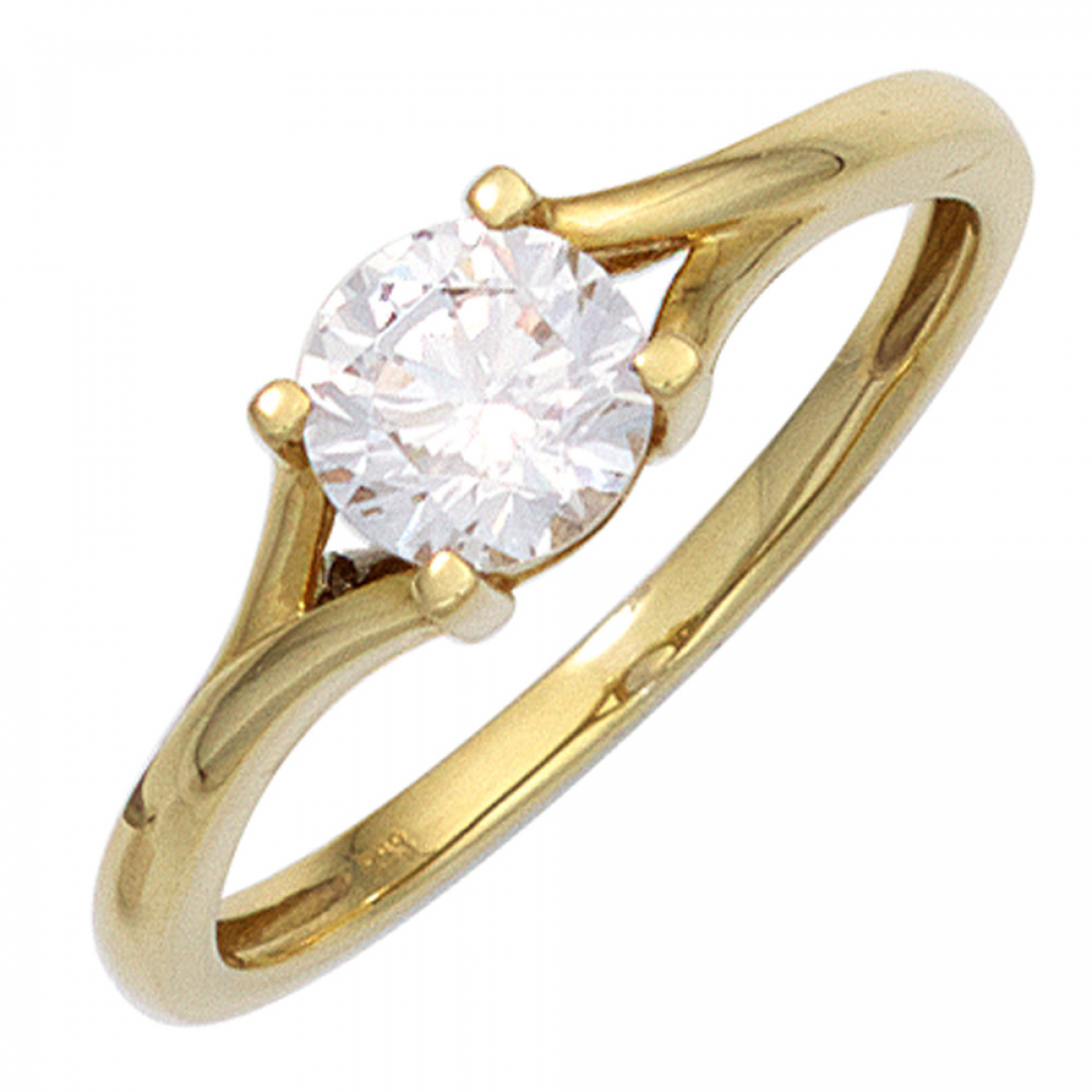 Damen Ring 333 Gold Gelbgold 1 Zirkonia Goldring - 54mm