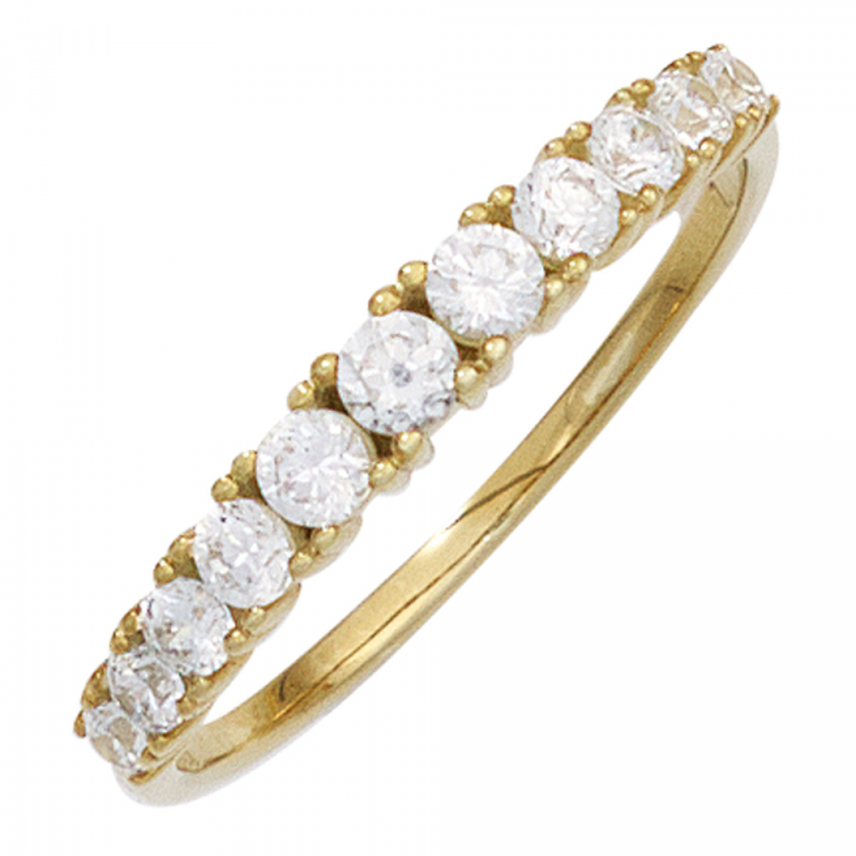 Damen Ring 333 Gold Gelbgold 11 Zirkonia Goldring - 50mm