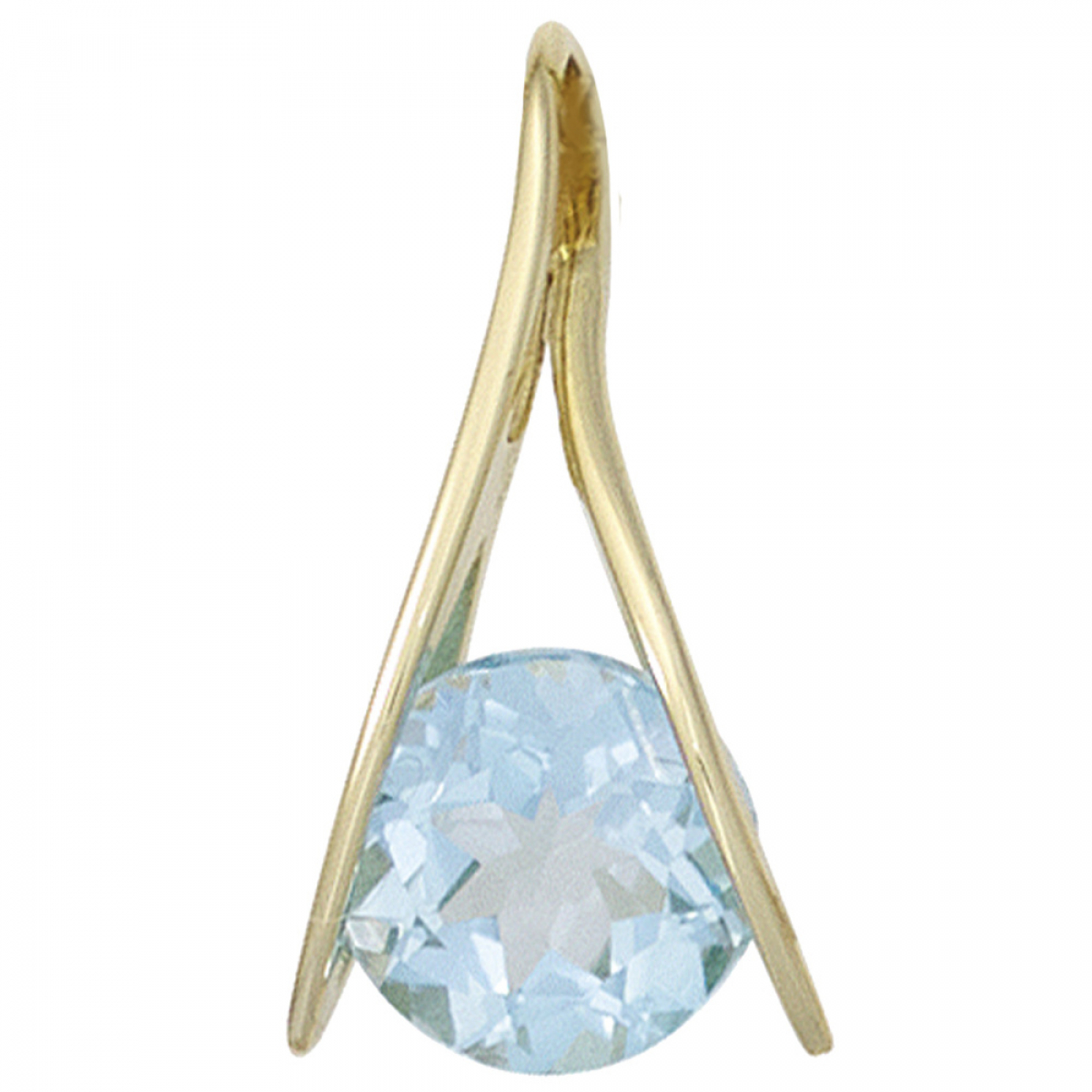 Anhänger 375 Gold Gelbgold 1 Blautopas hellblau Goldanhänger