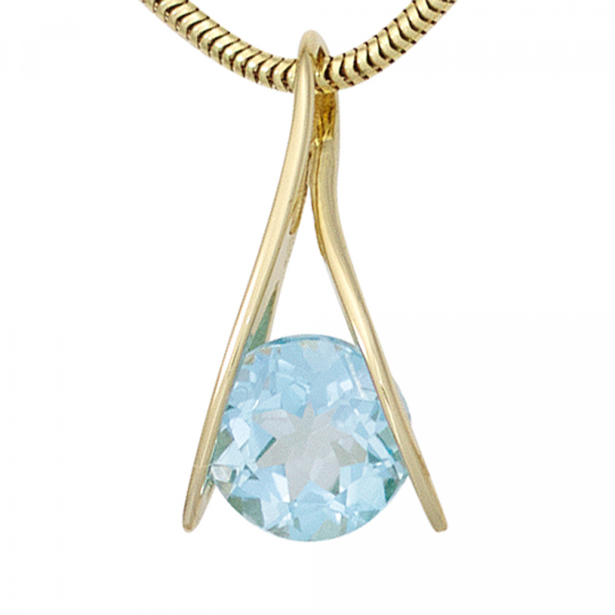 Anhänger 375 Gold Gelbgold 1 Blautopas hellblau Goldanhänger