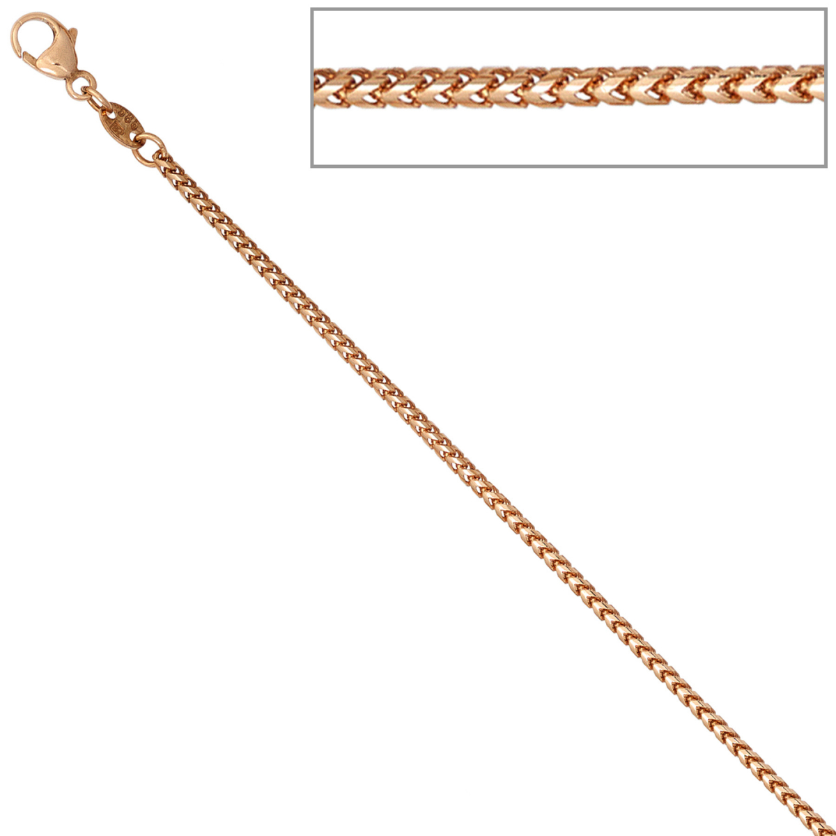 Bingokette 585 Rotgold 1,5 mm 50 cm Gold Kette Halskette Rotgoldkette Karabiner