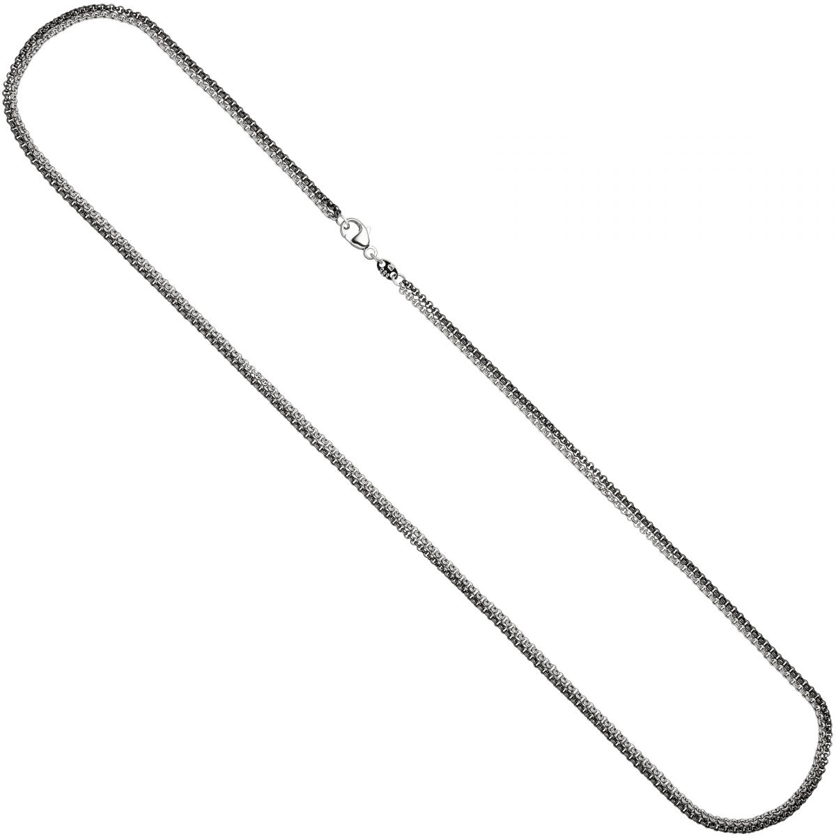 Erbskette 2-reihig 585 Weißgold 45 cm Halskette Kette Weißgoldkette Karabiner