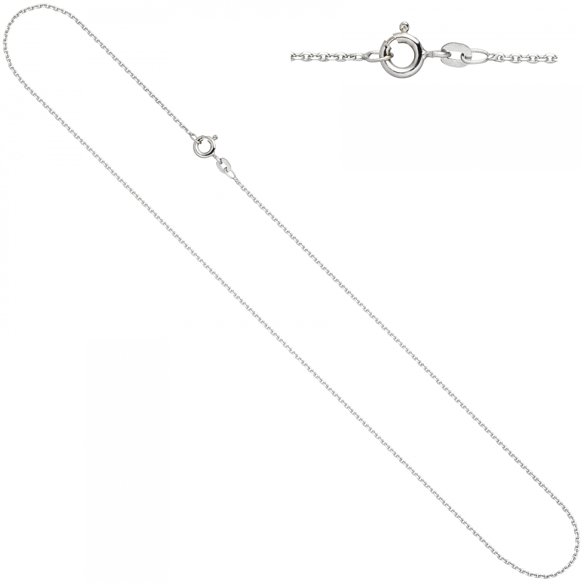 Ankerkette 333 Weißgold 1,3 mm 42 cm Gold Kette Halskette Weißgoldkette