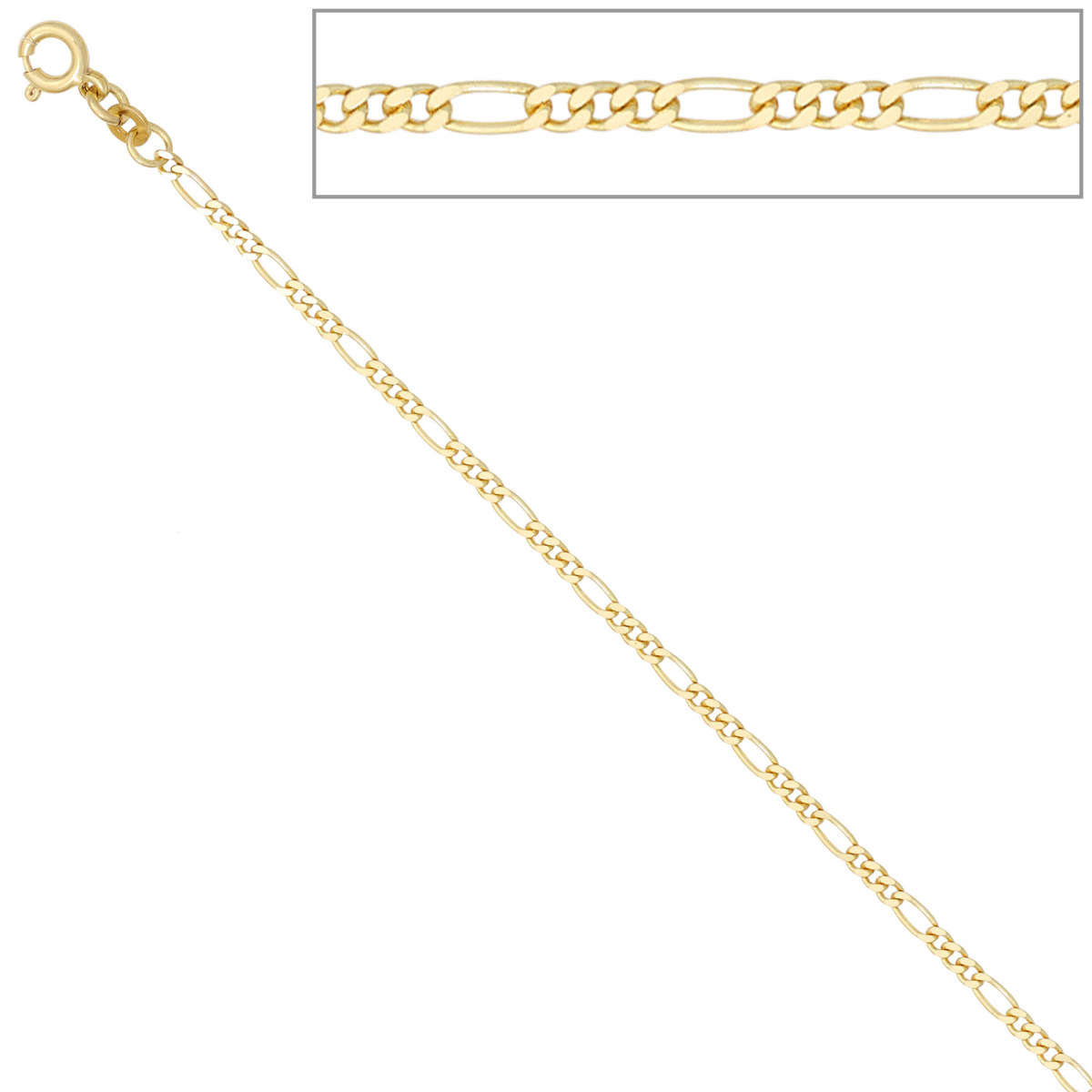 Figarokette 333 Gelbgold 2,3 mm 45 cm Gold Kette Halskette Goldkette Federring