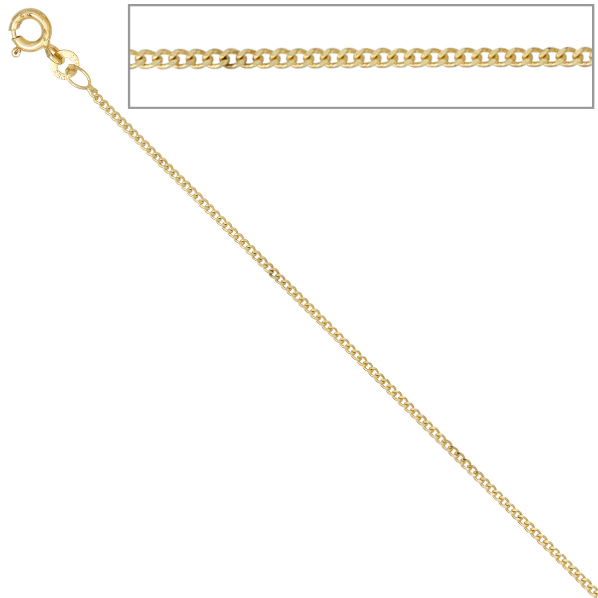 Panzerkette 333 Gelbgold 1,3 mm 36 cm Gold Kette Halskette Goldkette Federring