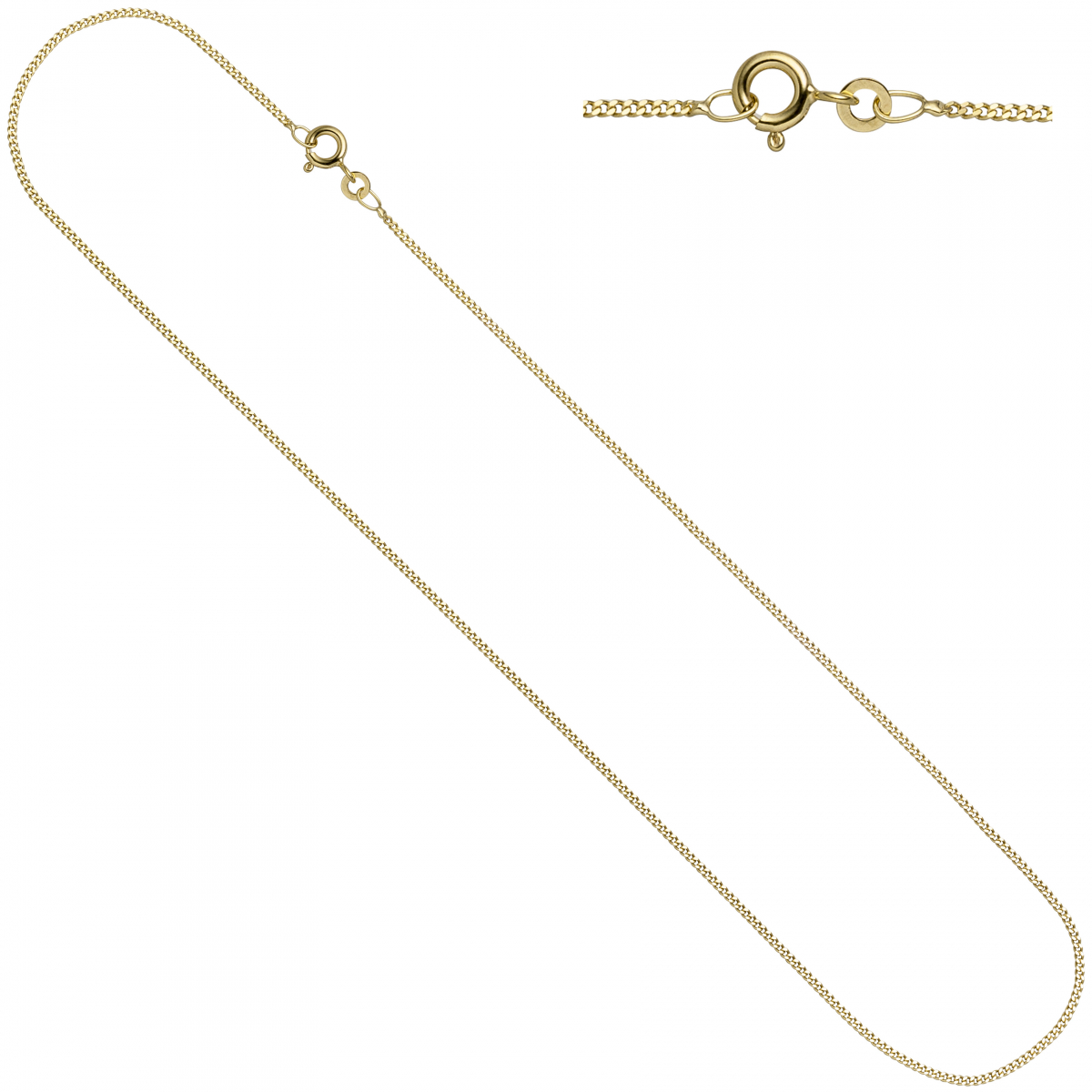 Panzerkette 333 Gelbgold 1,7 mm 40 cm Gold Kette Halskette Goldkette Federring