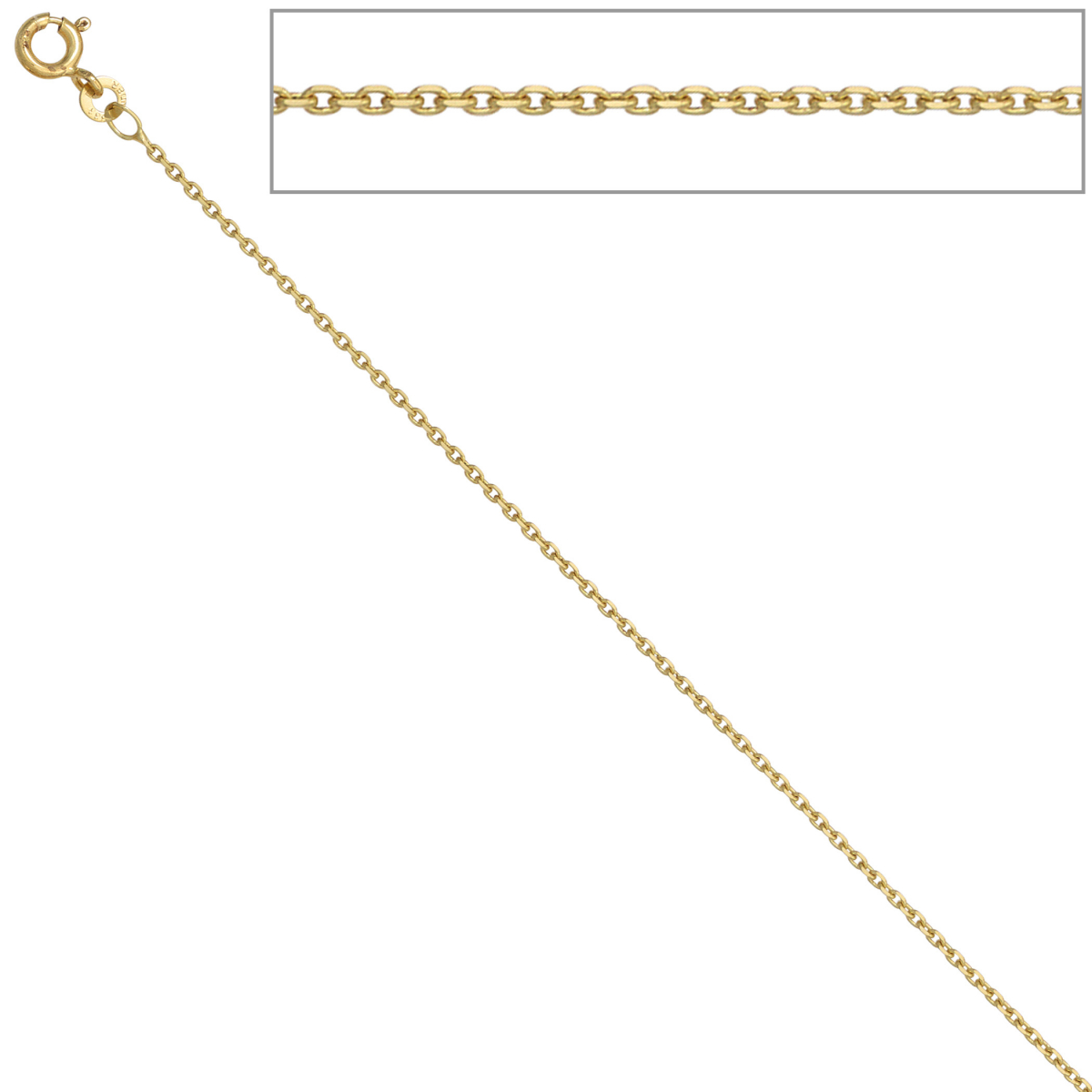 Ankerkette 585 Gelbgold 1,2 mm 36 cm Gold Kette Halskette Goldkette Federring
