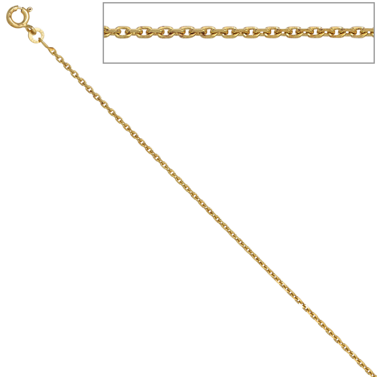 Ankerkette 333 Gelbgold 1,6 mm 40 cm Gold Kette Halskette Goldkette Federring