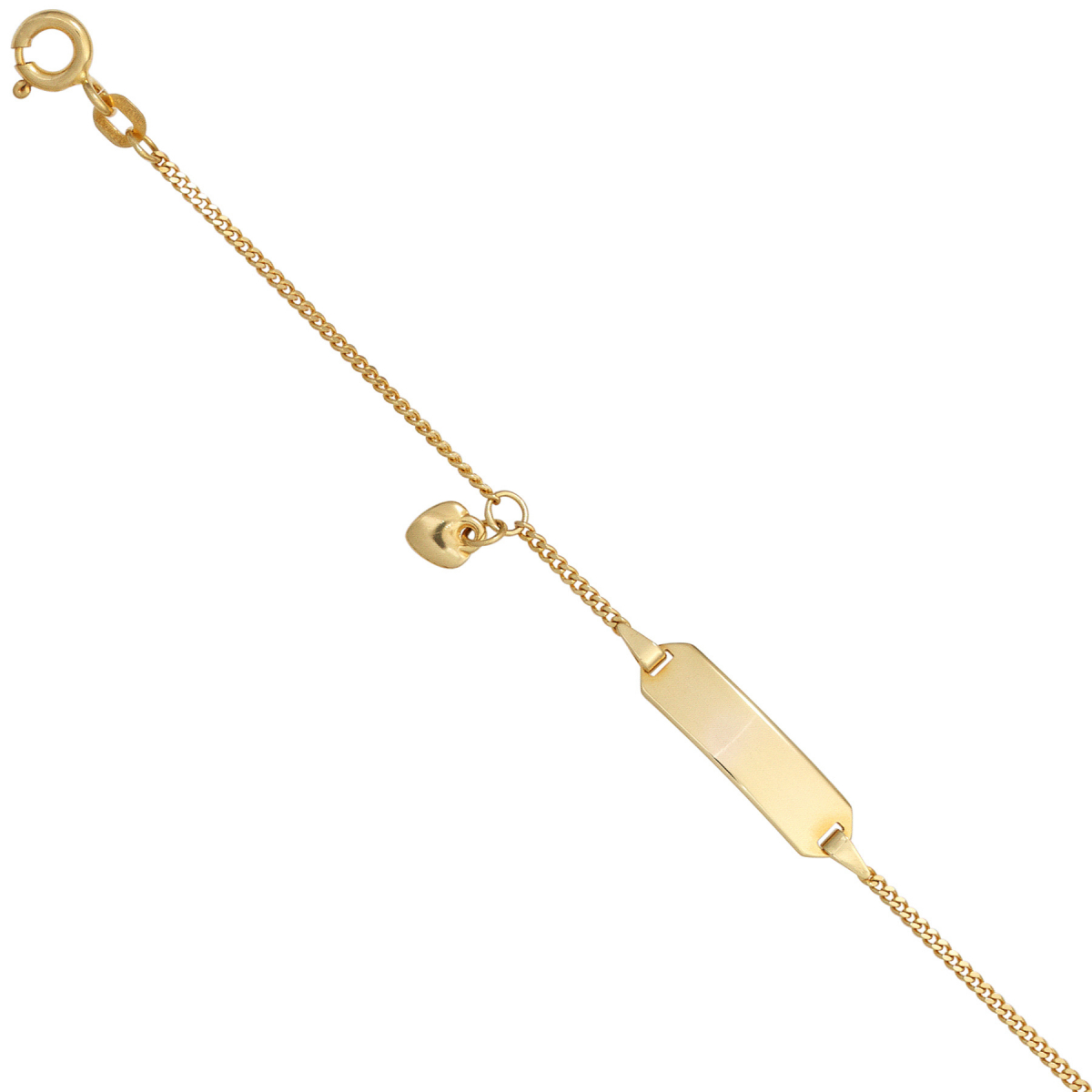 Schildband Herz 585 Gold Gelbgold 14 cm Gravur ID Armband Federring