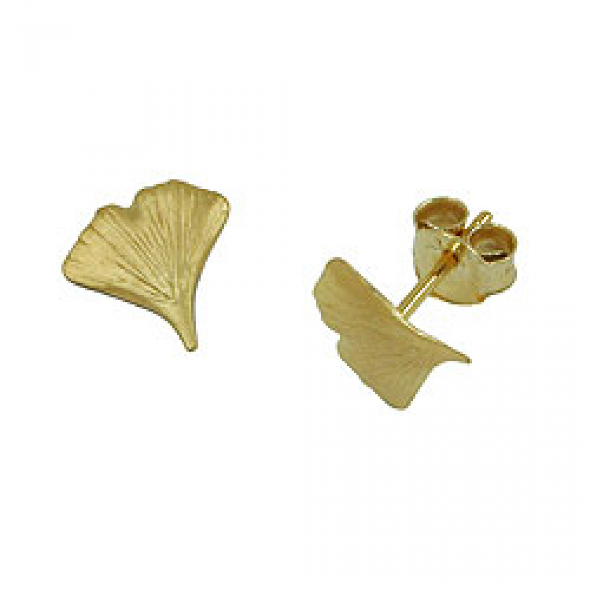 Stecker 9mm Ginkgoblatt matt 9Kt GOLD