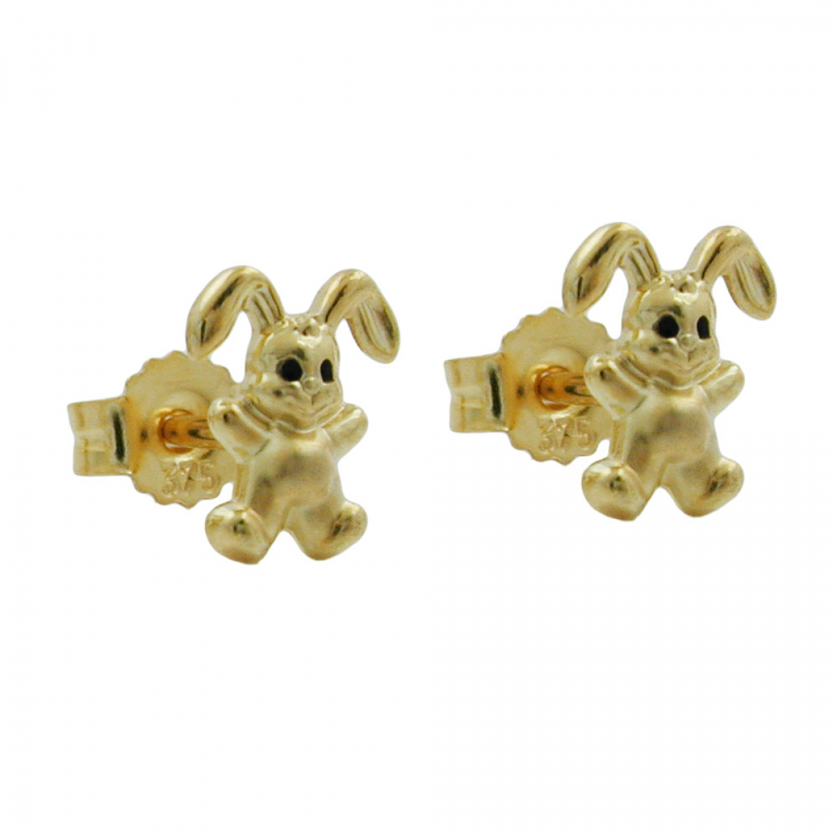 Stecker 7x6mm kleiner Hase matt-glänzend 9Kt GOLD