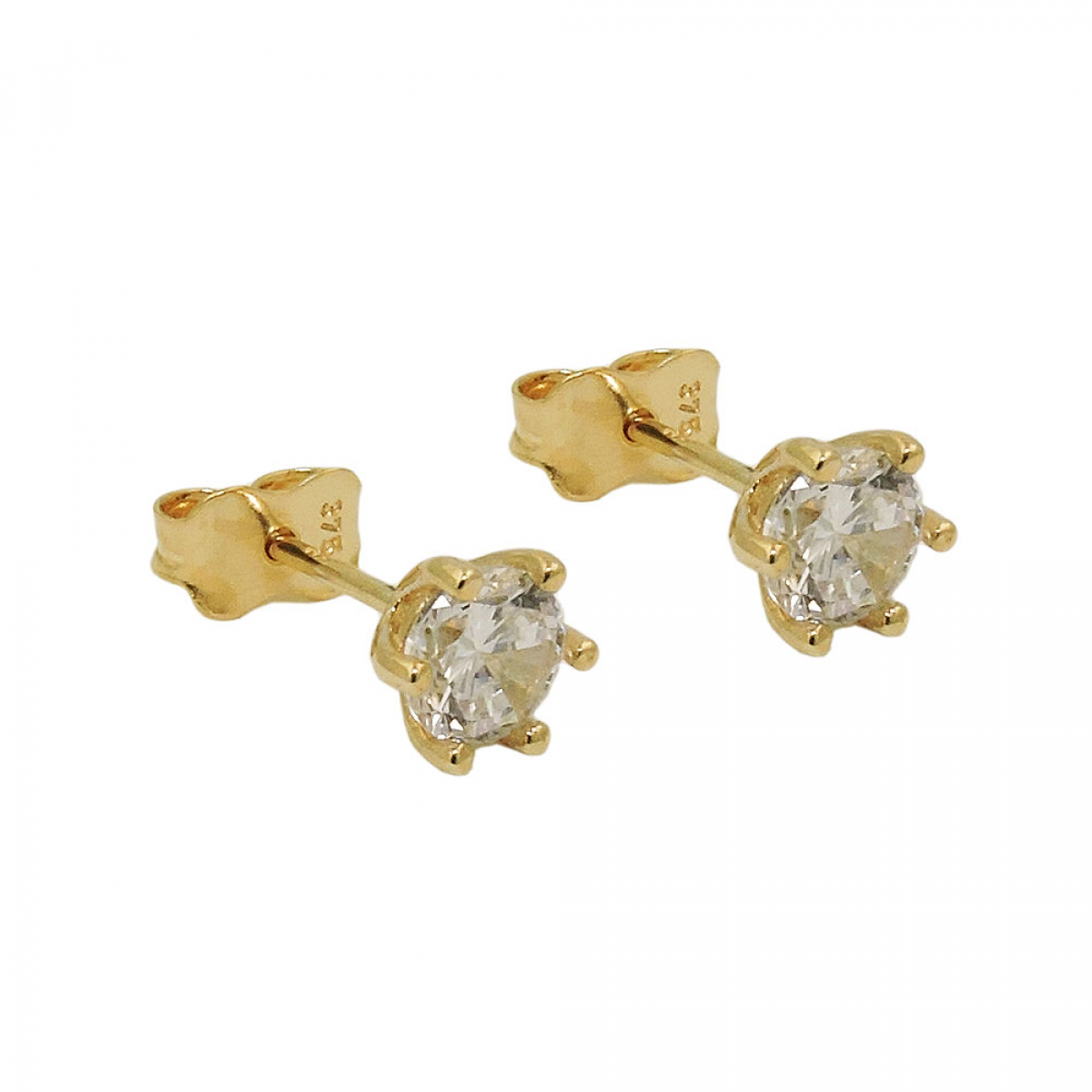 Stecker 5mm Zirkonia 9Kt GOLD