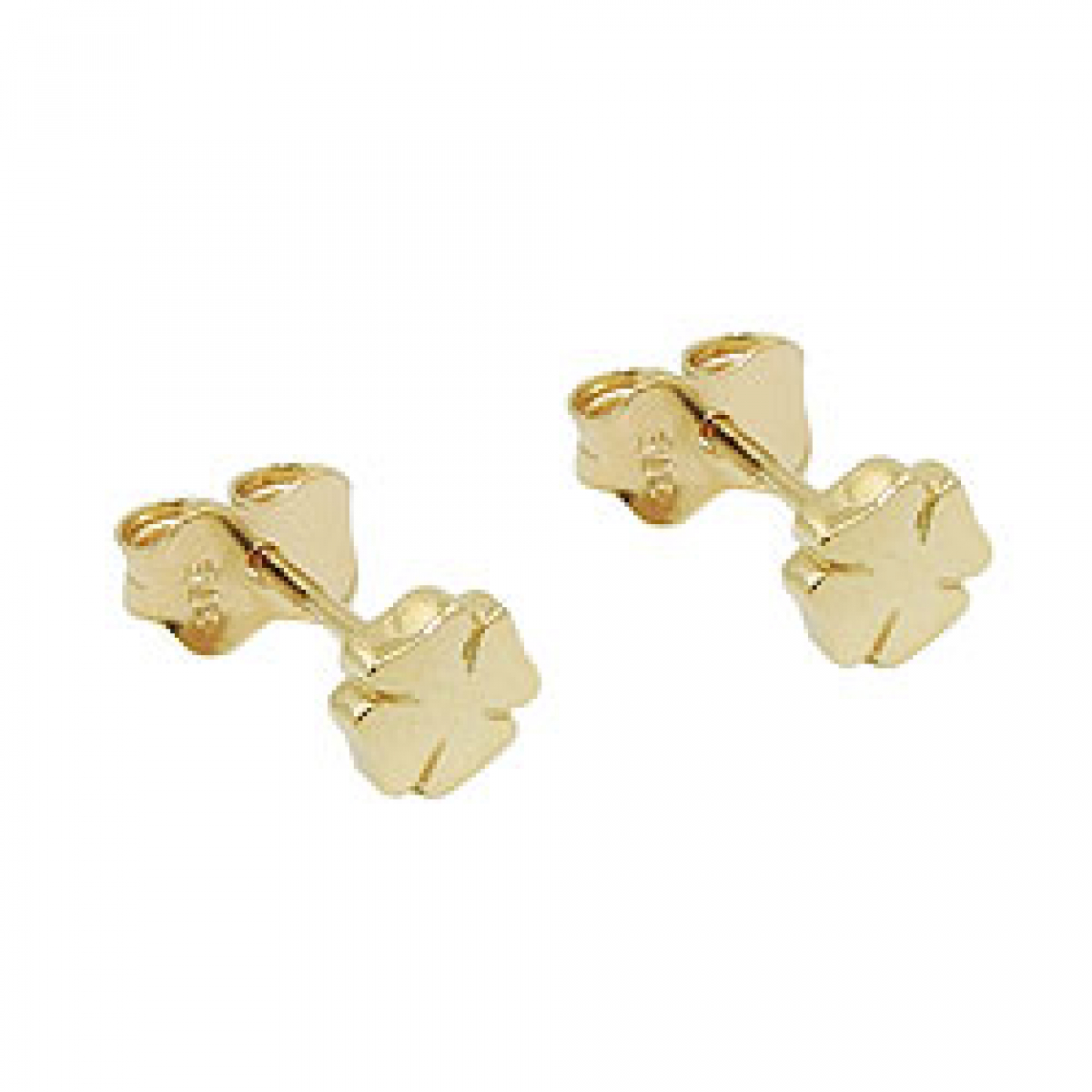 Stecker 5mm Kleeblatt glänzend 9Kt GOLD