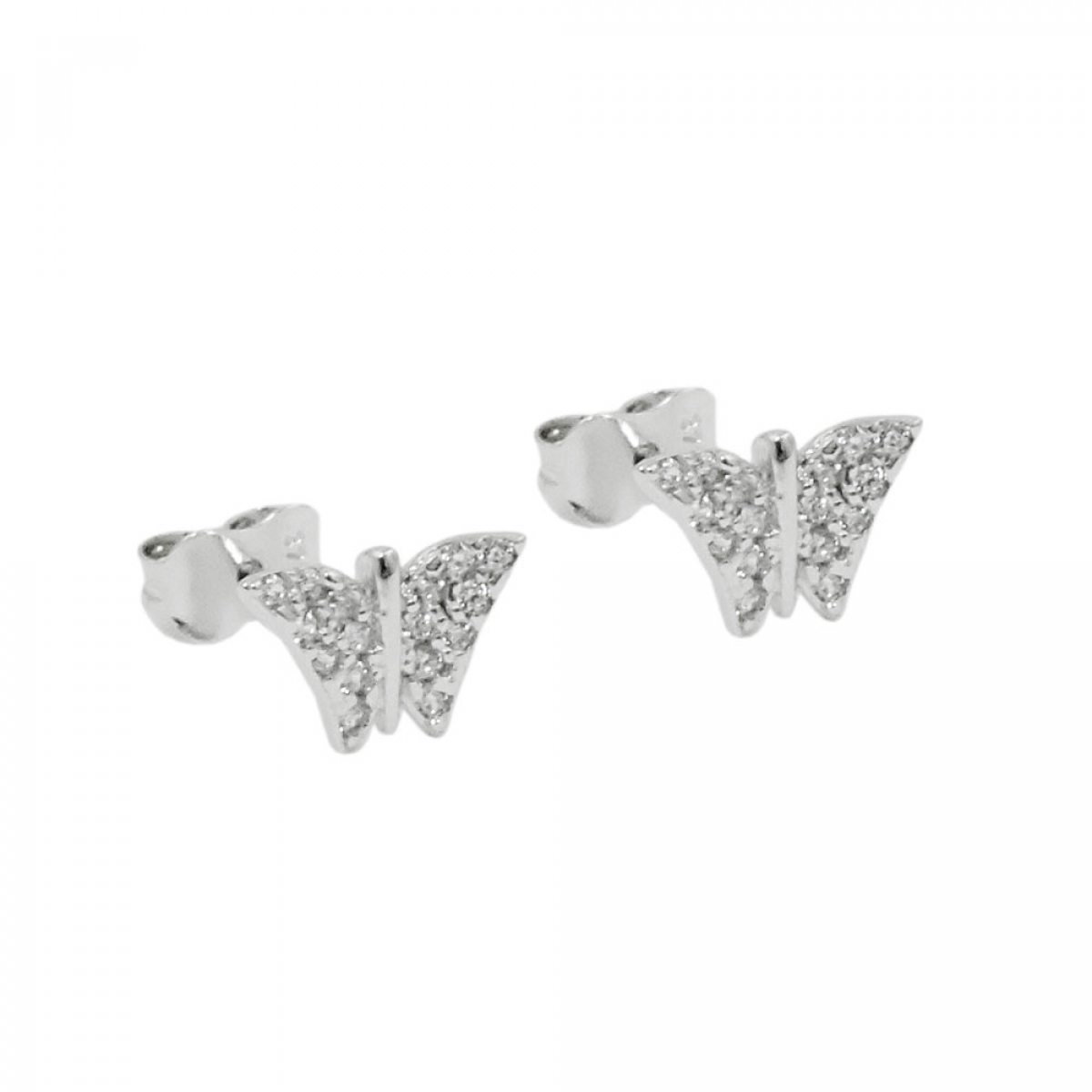 Stecker 6x9mm Schmetterling 9Kt Weißgold