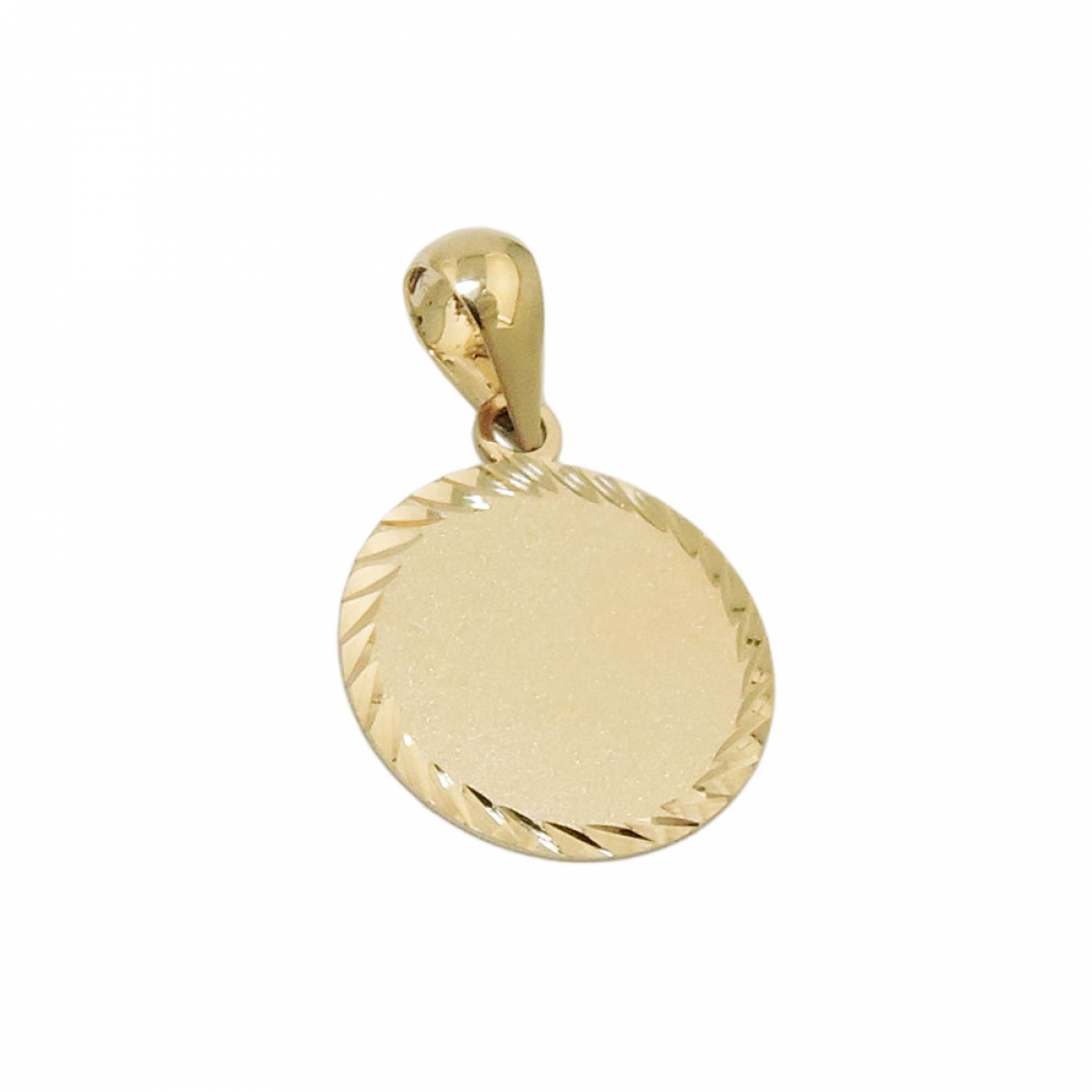 Anhänger 12mm Gravurplatte matt diamantiert 9Kt GOLD