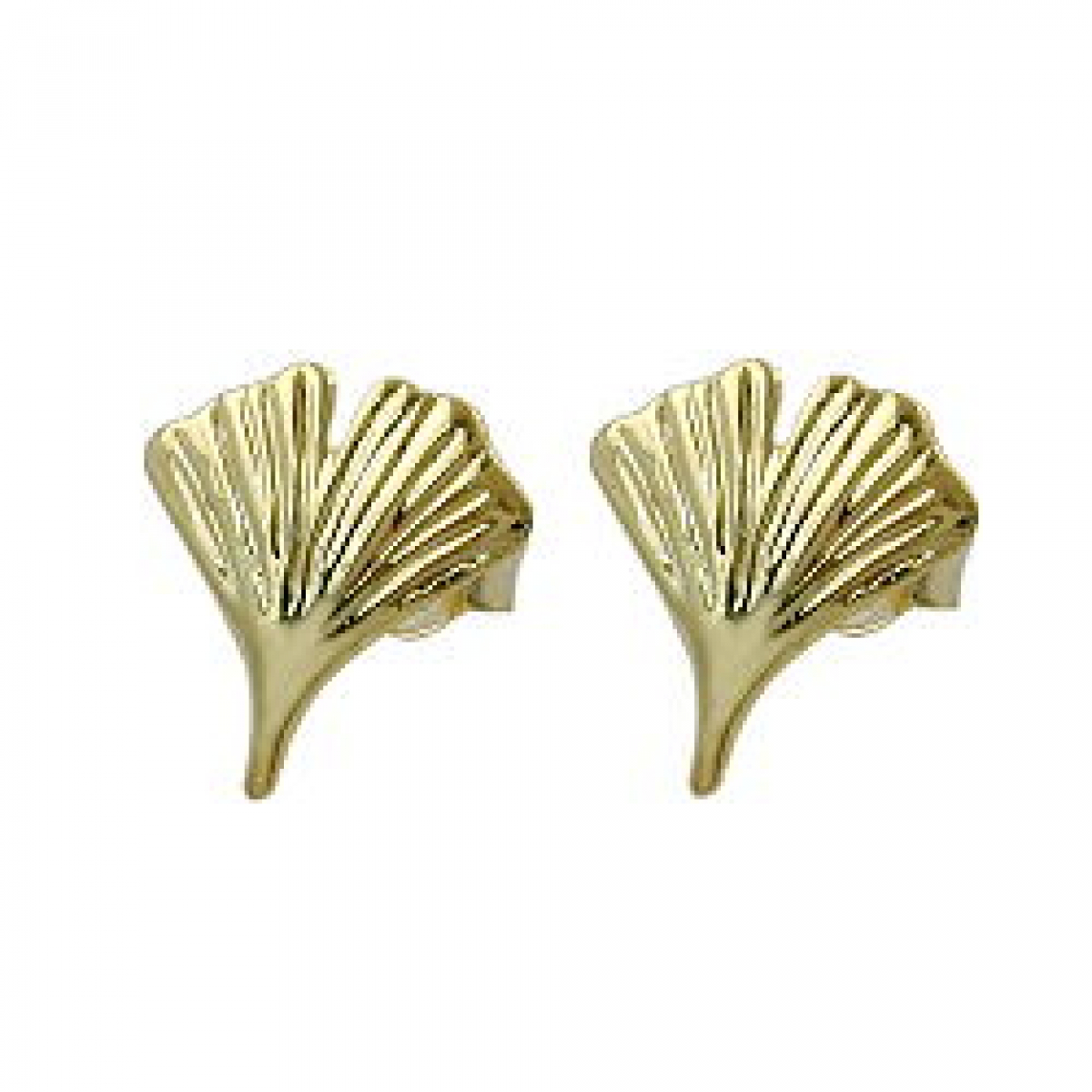 Stecker 12mm Ginkgoblatt glänzend 9Kt GOLD