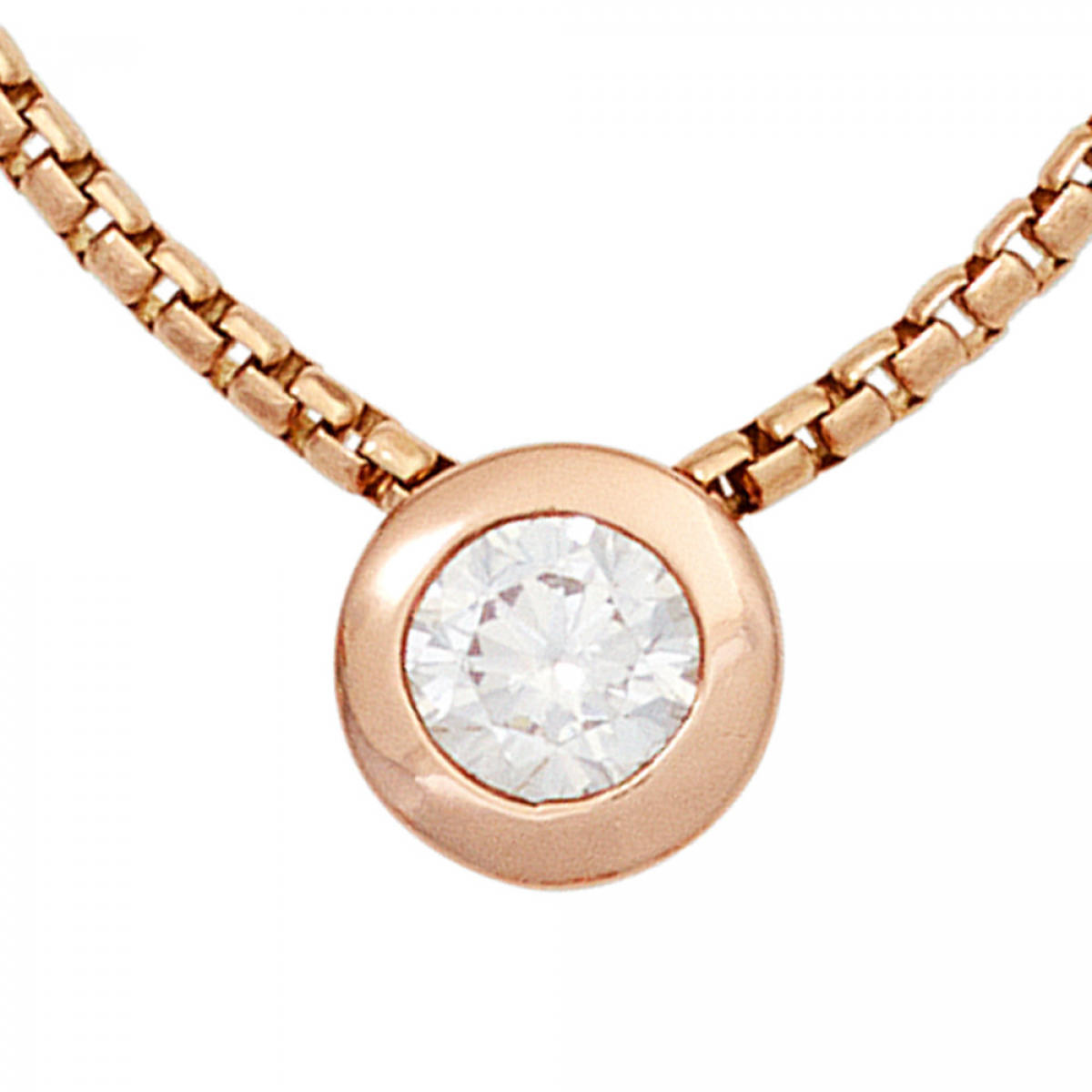 Anhänger rund 925 Sterling Silber rotgold vergoldet 1 Zirkonia