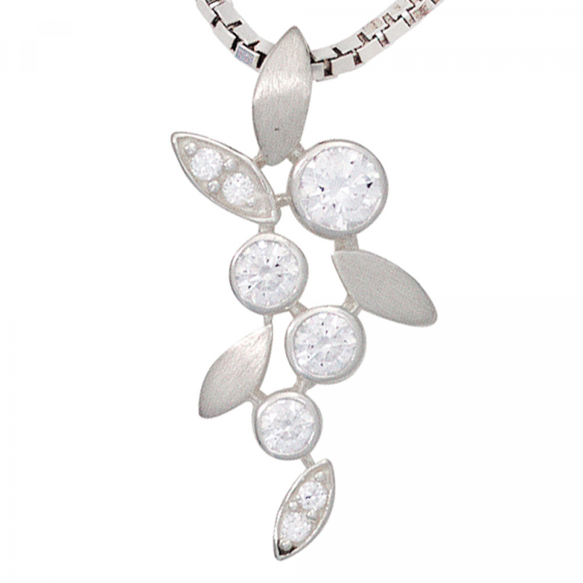 Anhänger 925 Sterling Silber rhodiniert mattiert mit Zirkonia