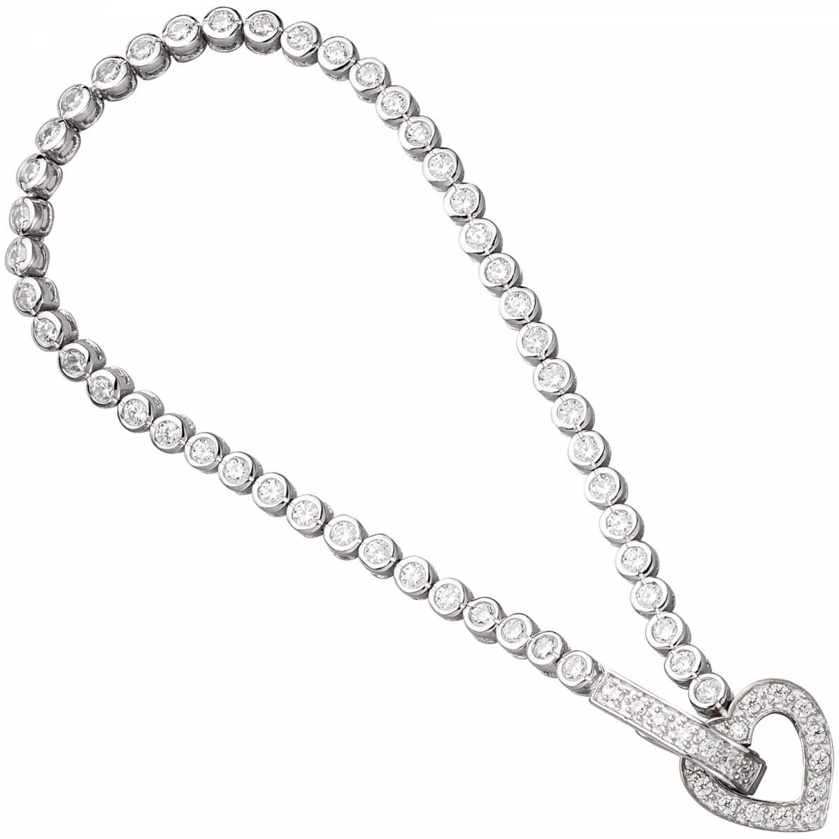 Armband Herz 925 Sterling Silber mit Zirkonia 19 cm Silberarmband