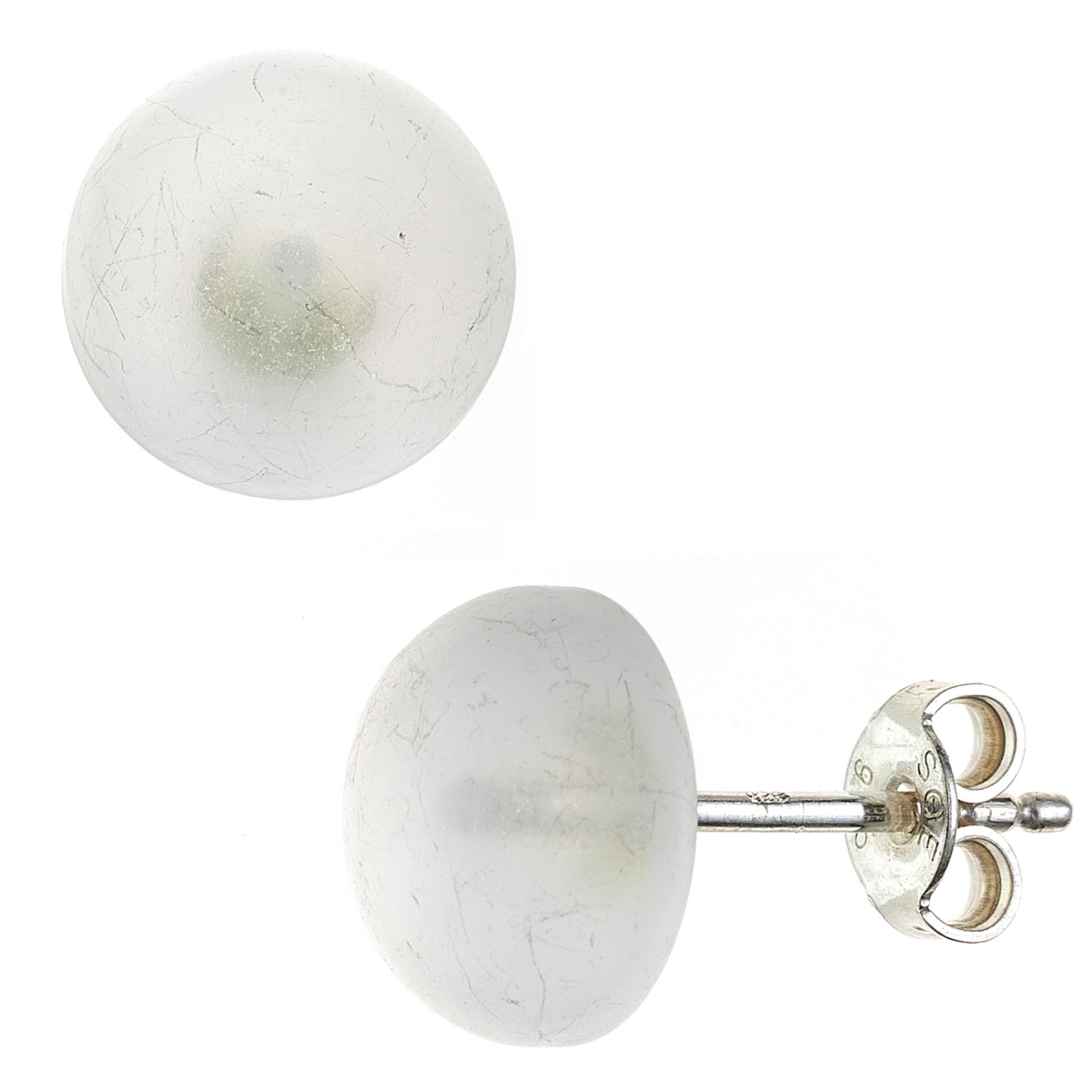 Ohrstecker rund 925 Sterling Silber 2 Bergkristalle Ohrringe