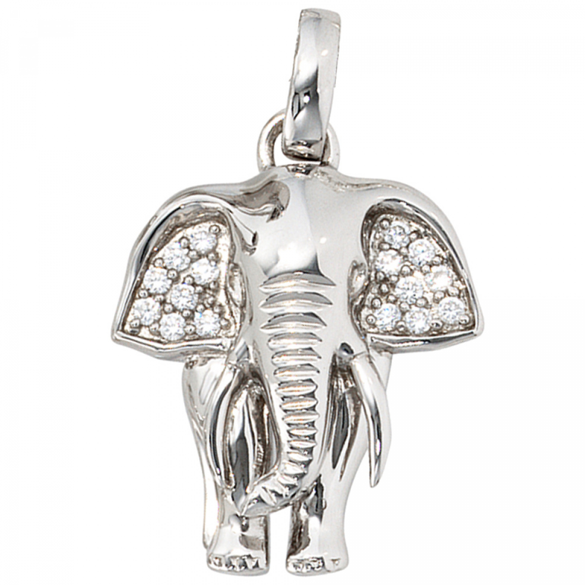 Anhänger Elefant 925 Sterling Silber rhodiniert mit Zirkonia Kettenanhänger