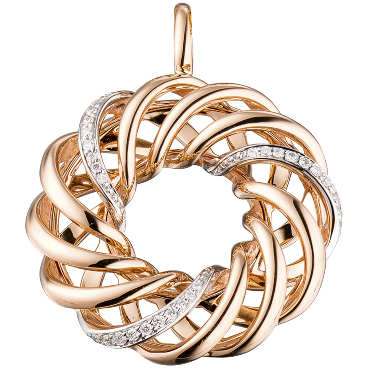 Anhänger verschlungen 585 Gold Rotgold 30 Diamanten Brillanten Diamantanhänger