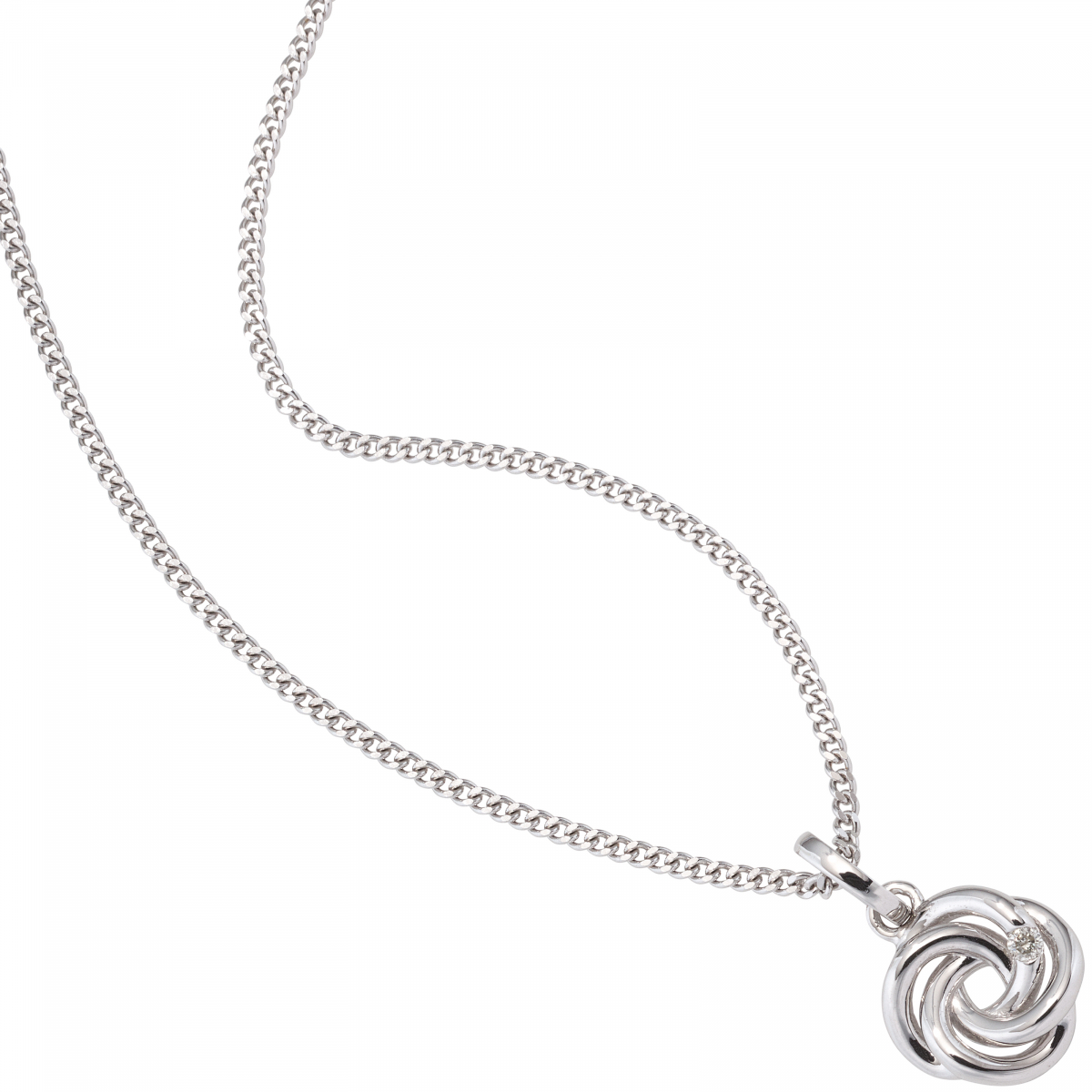 Anhänger verschlungen 585 Gold Weißgold 1 Diamant Brillant Diamantanhänger