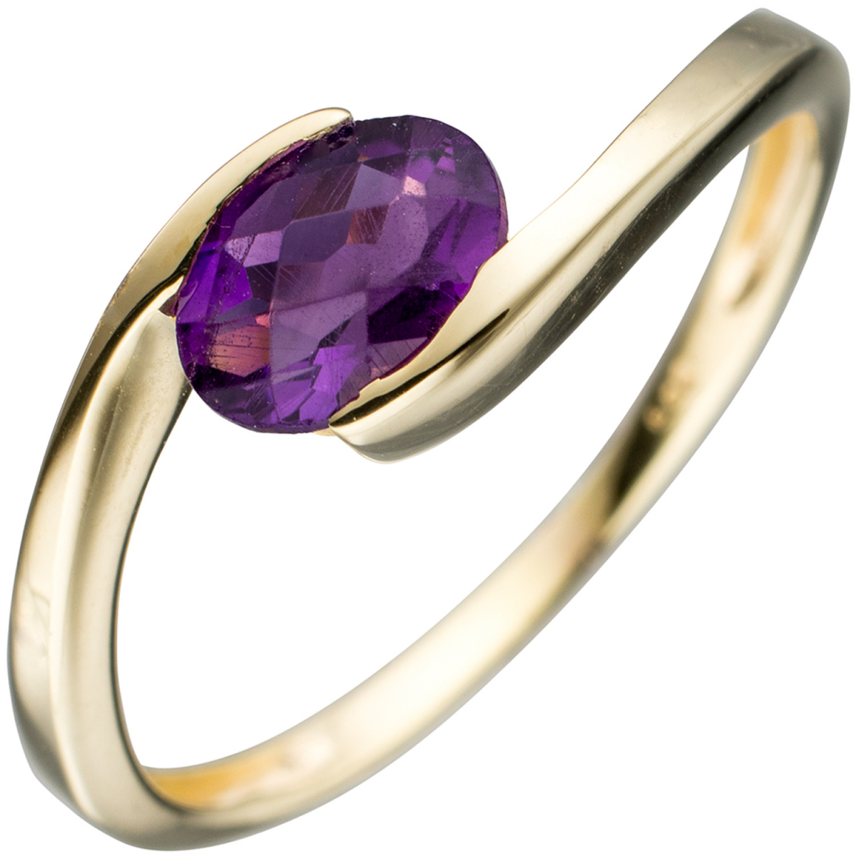 Damen Ring 333 Gold Gelbgold 1 Amethyst lila violett Goldring - 54mm