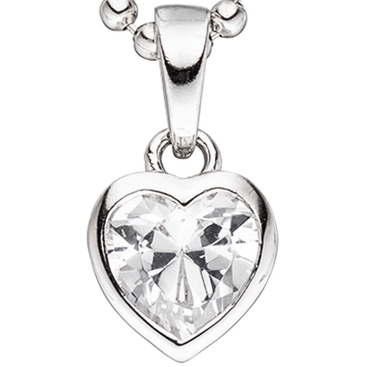 Kinder Anhänger Herz 925 Sterling Silber 1 Zirkonia Herzanhänger Kinderanhänger