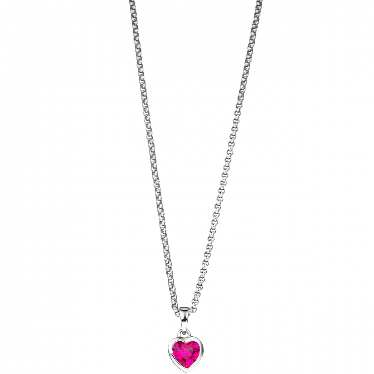 Kinder Anhänger Herz 925 Silber 1 Zirkonia pink Herzanhänger Kinderanhänger