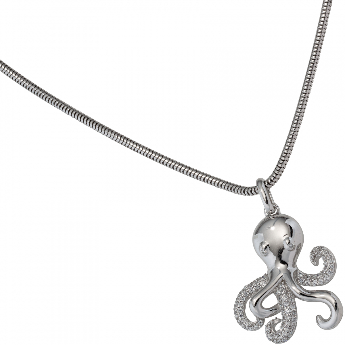 Anhänger Krake 925 Sterling Silber rhodiniert mit Zirkonia Octopus