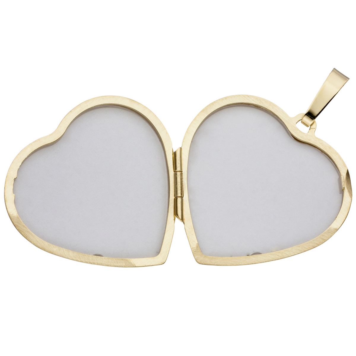 Medaillon Herz für 2 Fotos 333 Gold Gelbgold matt Anhänger zum Öffnen