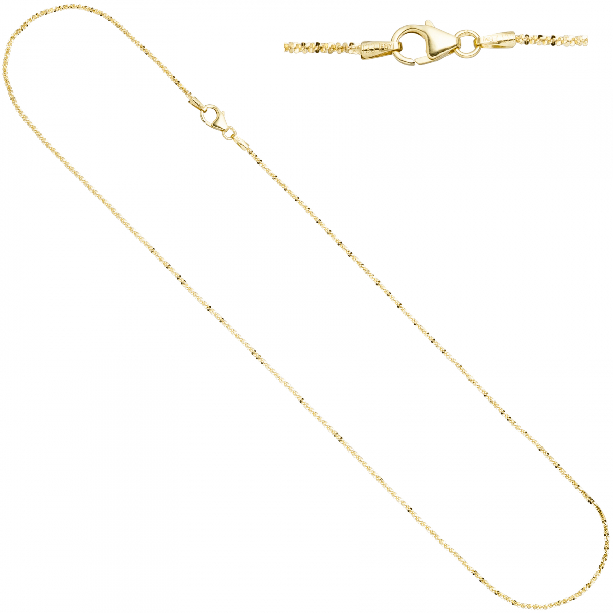 Criss-Cross Kette 333 Gelbgold 1,3 mm 45 cm Gold Halskette Goldkette Karabiner